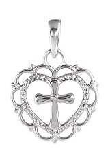 good-looking heart cross white gold baby charm